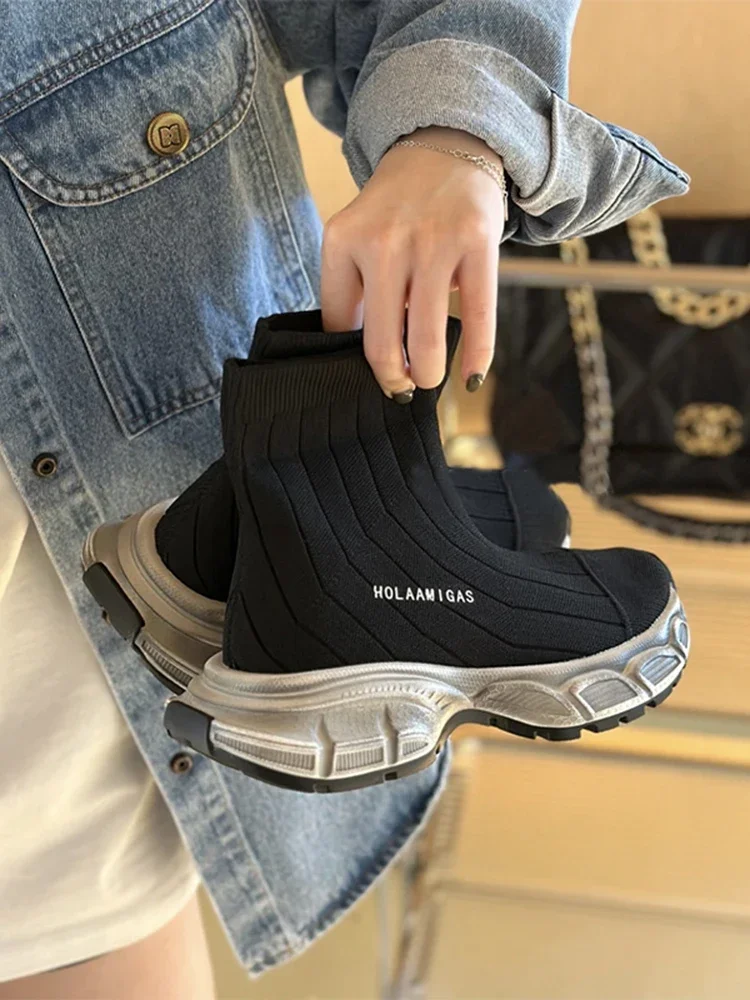 Женские высокие кроссовки теннисные туфли Тканевая обувь на платформе