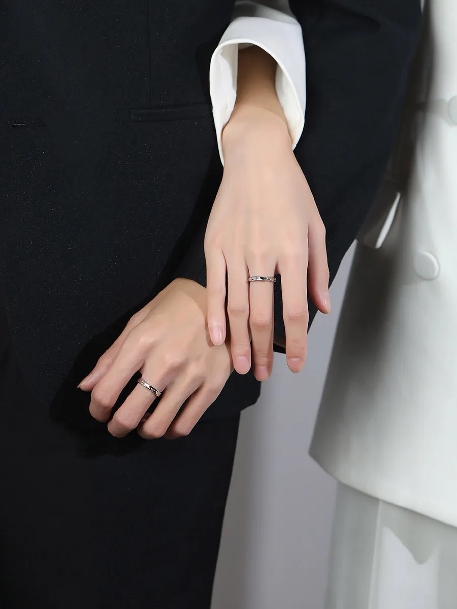 Кольцо для пары из чистого серебра 999 пробы женское и мужское дизайн 2024 новая пара