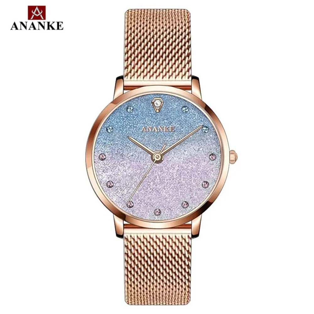 

ANANKE Fashion Diamond Quartz Wristwatch for Women Waterproof Hardlex Wrist Decoration Watches Clock Ladies Reloj Mujer Gift
