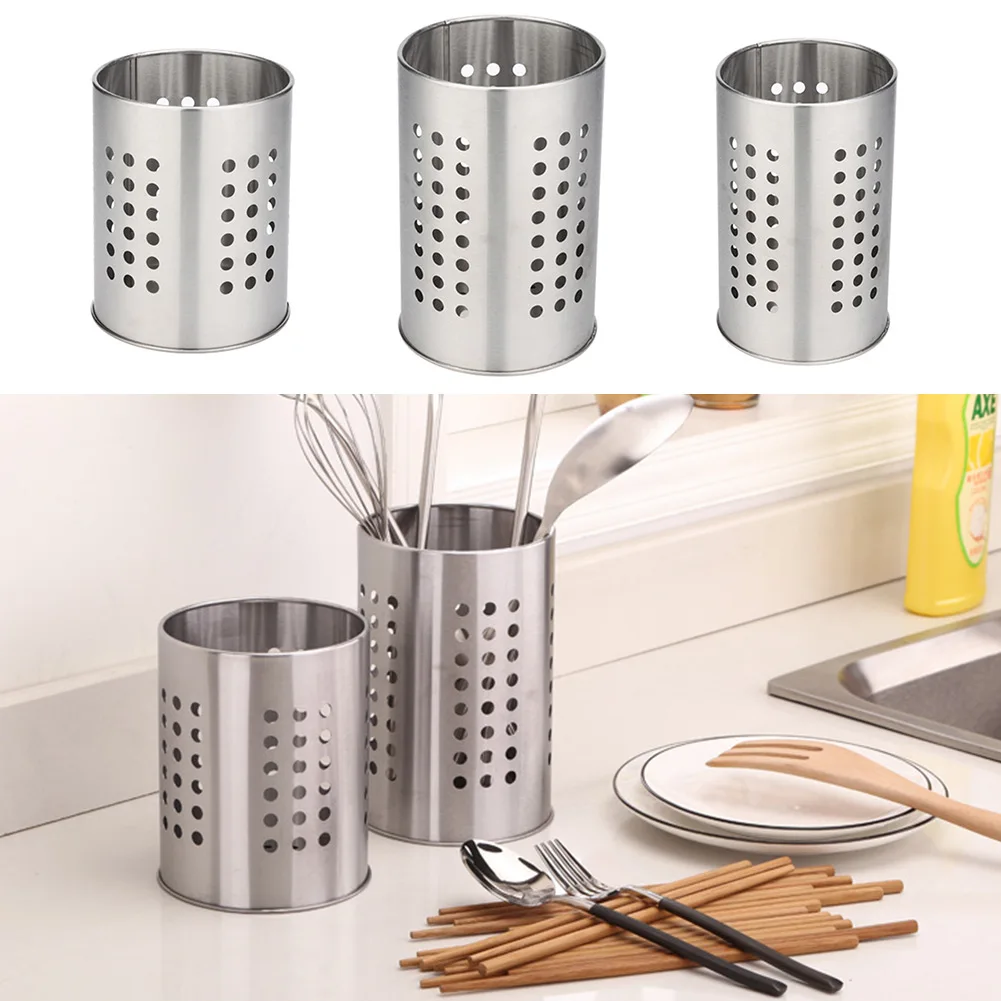 

Stainless Steel Chopstick Storage Cage Kitchen Utensil Holder Cutlery Stand Rack Drainer Tableware Tube Organizer Basket