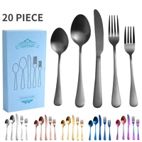 20 pcs stainless steel tableware set titanium plated black knife spoon fork spoon sets