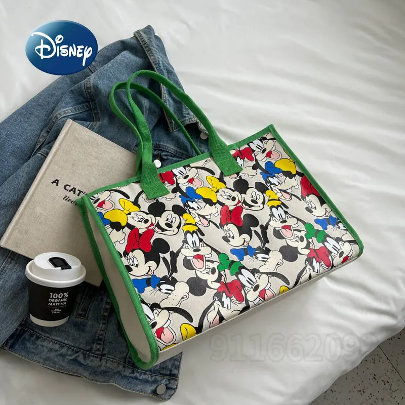 Disney Mickey New Women's Shoulder Bag Luxury Brand Women's Handbag Cartoon Fashion Canvas Tote Bag Large Capacity High Quality