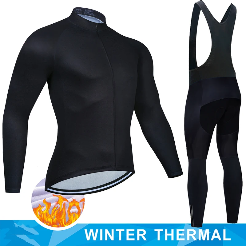 

Зима 2023, комплект теплого флисового велосипедного Джерси, командная одежда для велоспорта, одежда для велоспорта, комплект мужских брюк с нагрудником, трикотажная одежда для горных велосипедов