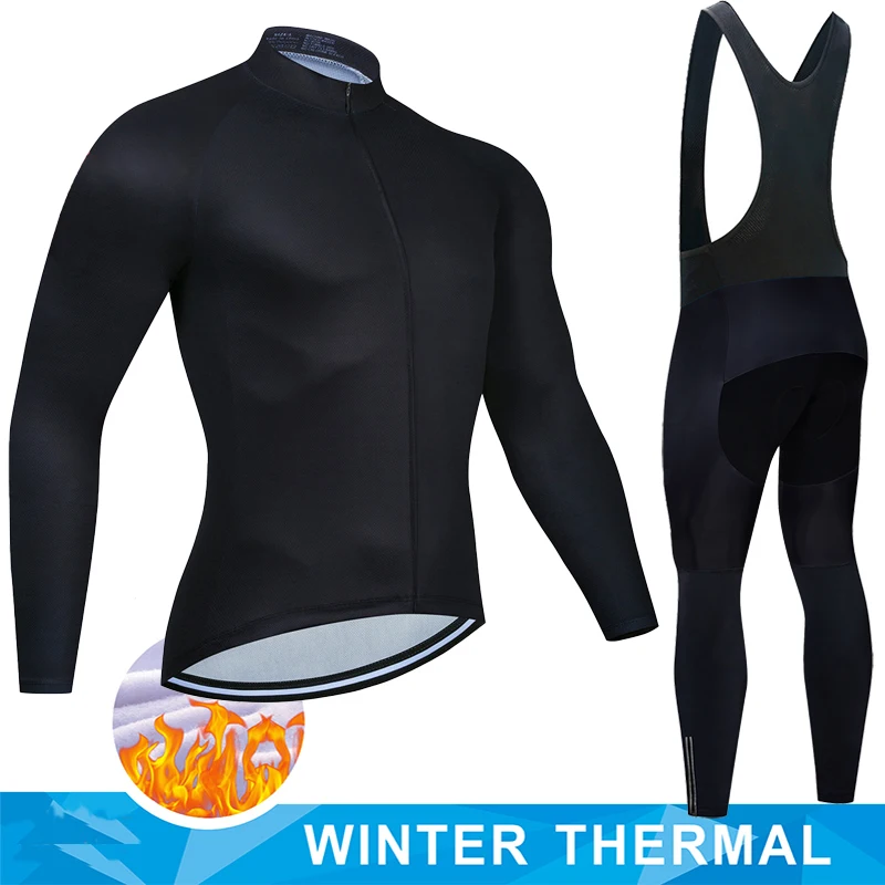 2022 Winter Thermal Fleece Cycling Jersey Set Team Cycling Clothing Maillot Bicycle Clothes Bib Pants Set Men Mtb Bike Triathlon