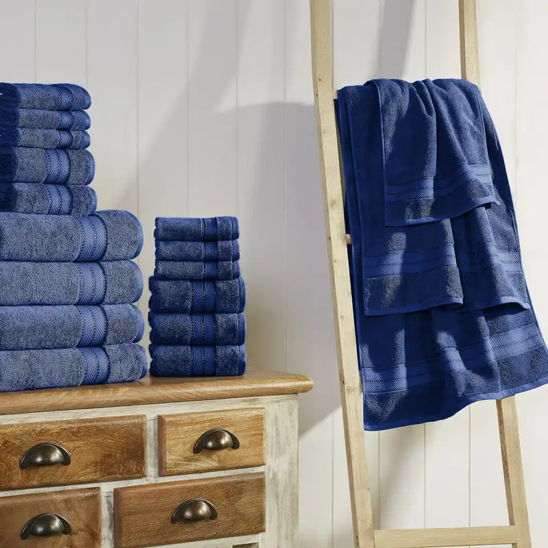 

Piece Cotton Bath Towel Set, Navy Blue