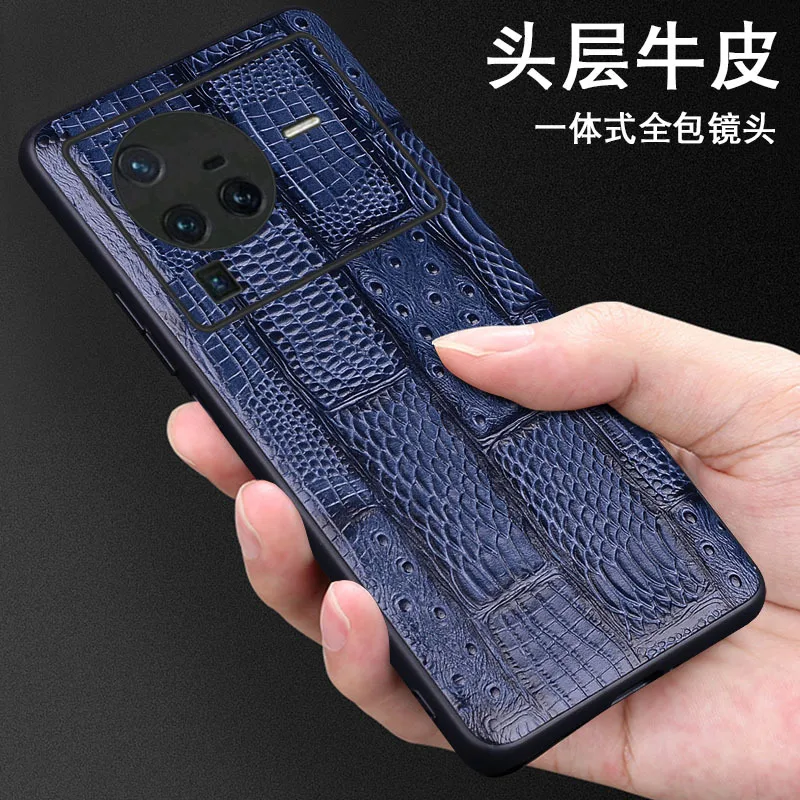 Hot Sales Luxury Genuine Leather Phone Case For Vivo X80 Pro Shockproof Back Cover Fundas