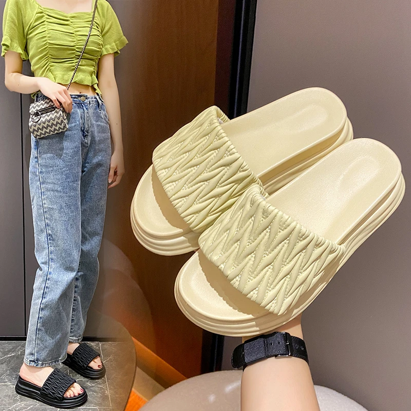 

2023 Women's Slippers Summer Fashion Ladies Sandals Comfortable Platform Beach Shoes Flip-flops Womens Slides Zapatillas Mujer