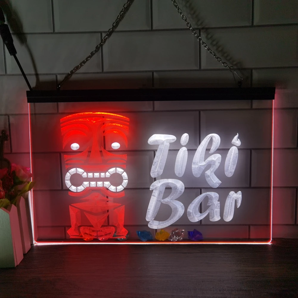 

Лучшая маска Tiki для бара, домашний декор для паба, клуба, новогодняя настенная Свадебная Двухцветная светодиодная неоновая вывеска для спал...