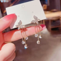 fashion two styles of hot selling butterfly earrings female 2022 new trend shiny long tassel earrings party beautiful jewelry