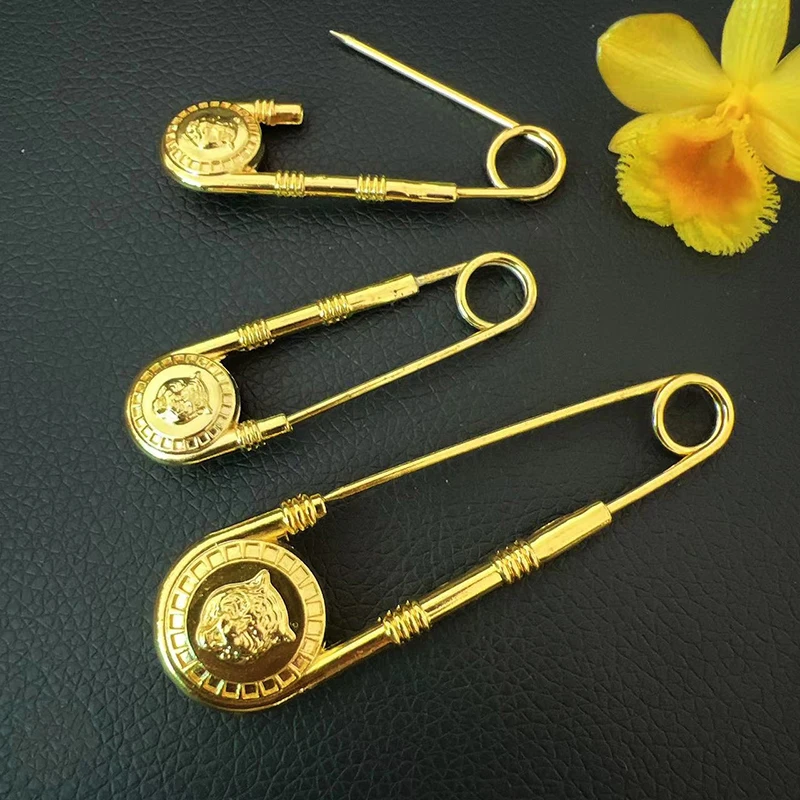 Брошь в виде двойной головы льва из сплава булавка для запонок модная безопасная