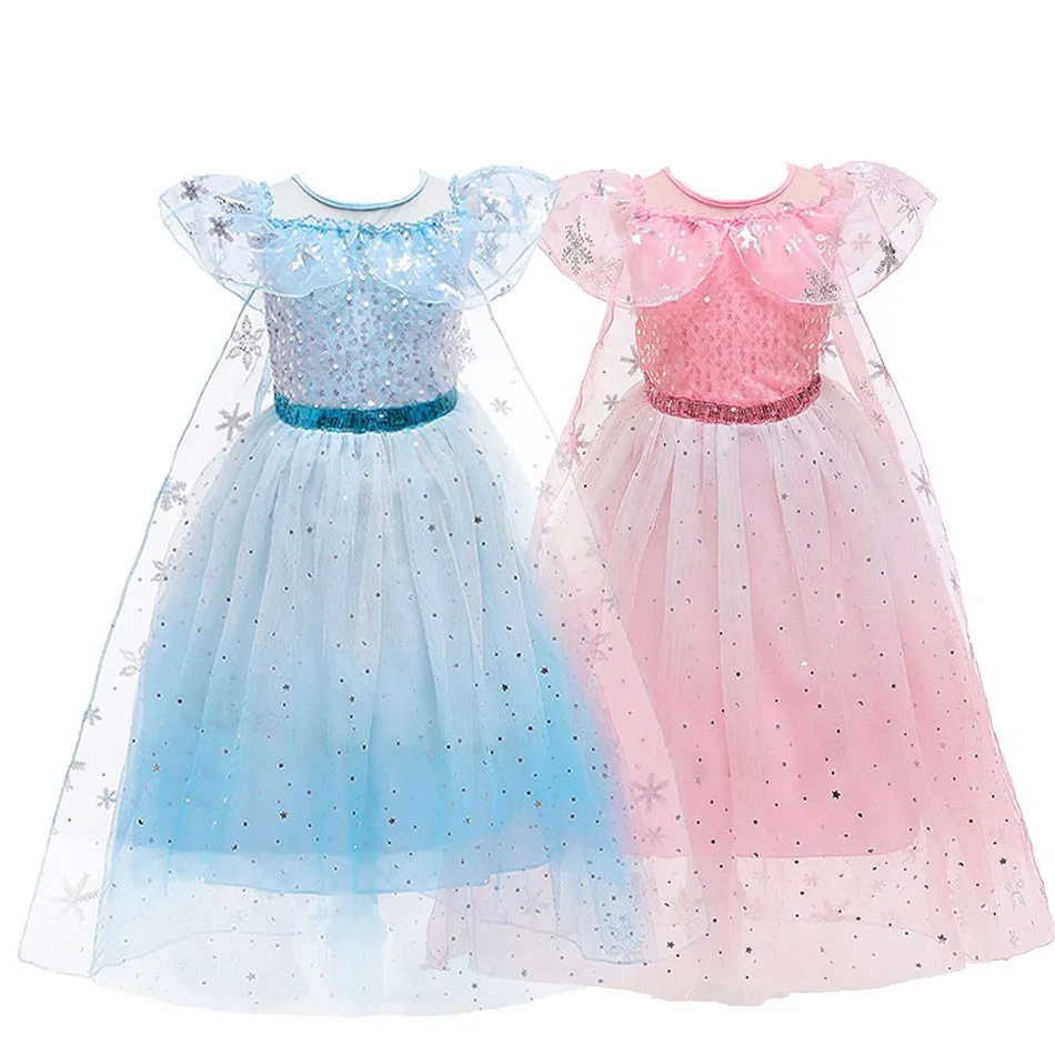 

Girls Birthday Party Costumes Children Elsa Dress Girls Pink Blue Princess Dresses Kids Christmas Halloween Costumes 3-10 Years