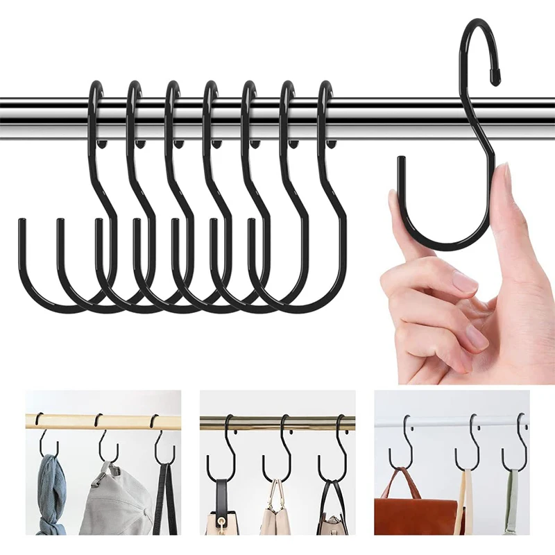 

Black S Shaped Hooks Kitchen Bathroom Stainless Steel S Type Hooks For Hanging Pans Pots Bag Towels Storage Holder