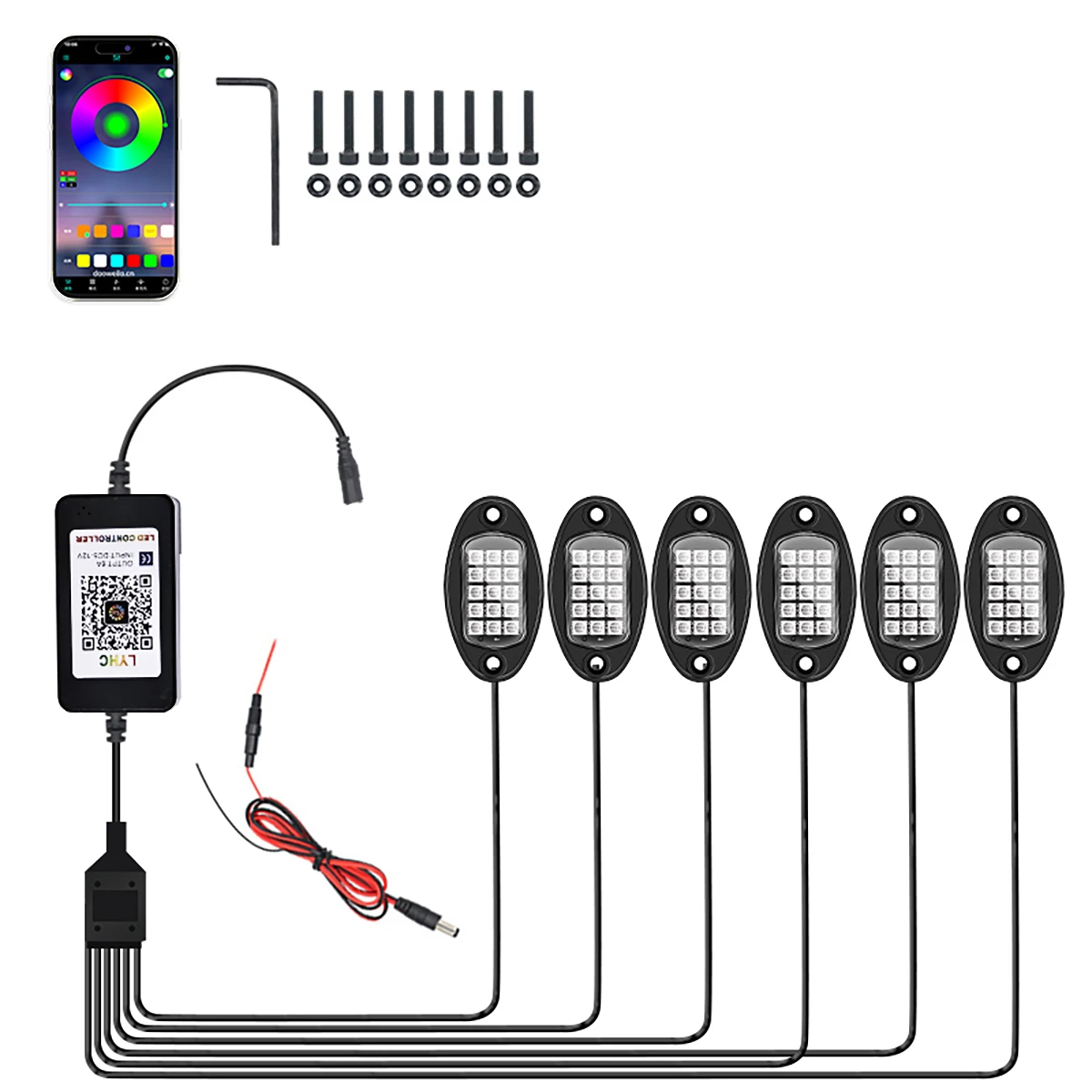 

APP RGB Декоративная Лампа Для Шасси Автомобиля, 12 В, Окружающее Освещение Для Внедорожника, Квадроцикла, Лодки, Джипа