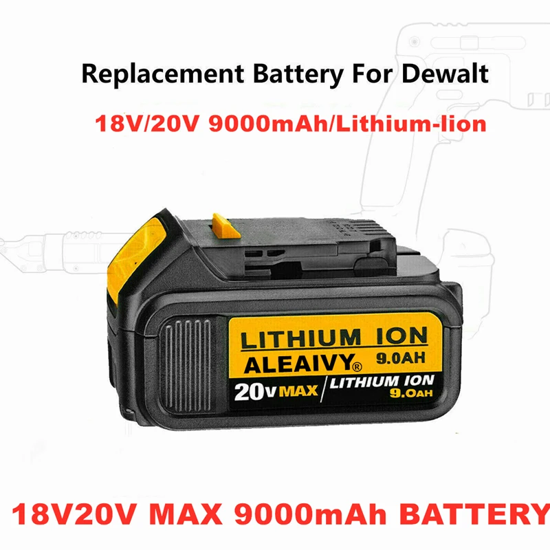 

Aleaivy Original20v 9.0Ah MAX XR Battery Power Tool Replacement for DeWalt DCB184 DCB181 DCB182 DCB200 20V 5A 18Volt 20V Battery