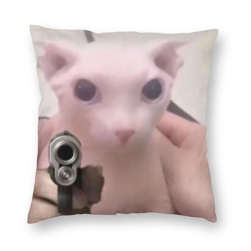 

Pink Cat Kawaii Bingus Cat Memes Throw Pillow Case Home Decor Square Cat Cushion Cover Pillowcover for Living Room