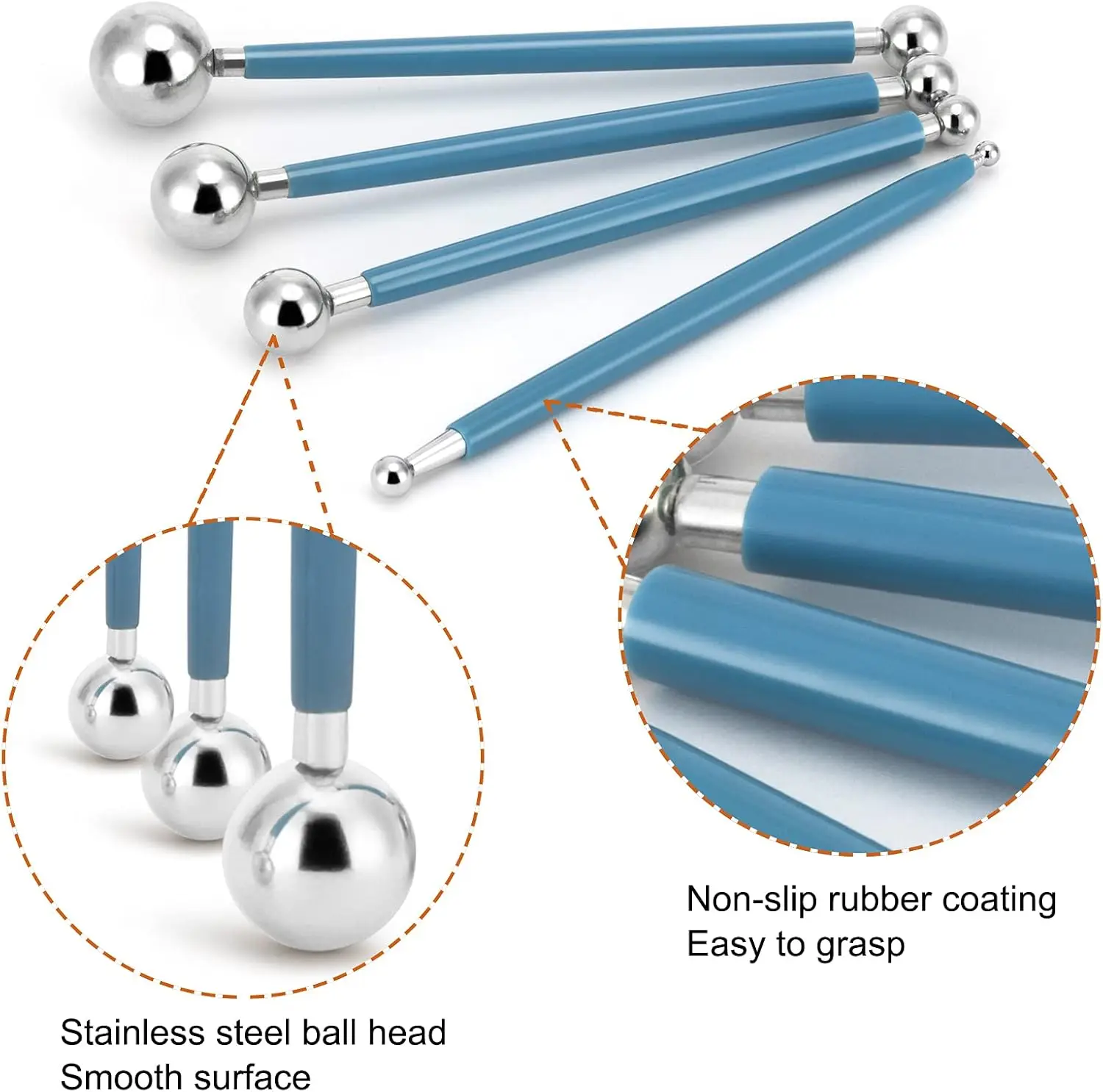 Cake Decorating Metal Ball Fondant Tool Pan Flower Clay Sugar Craft Model DIY (Blue)