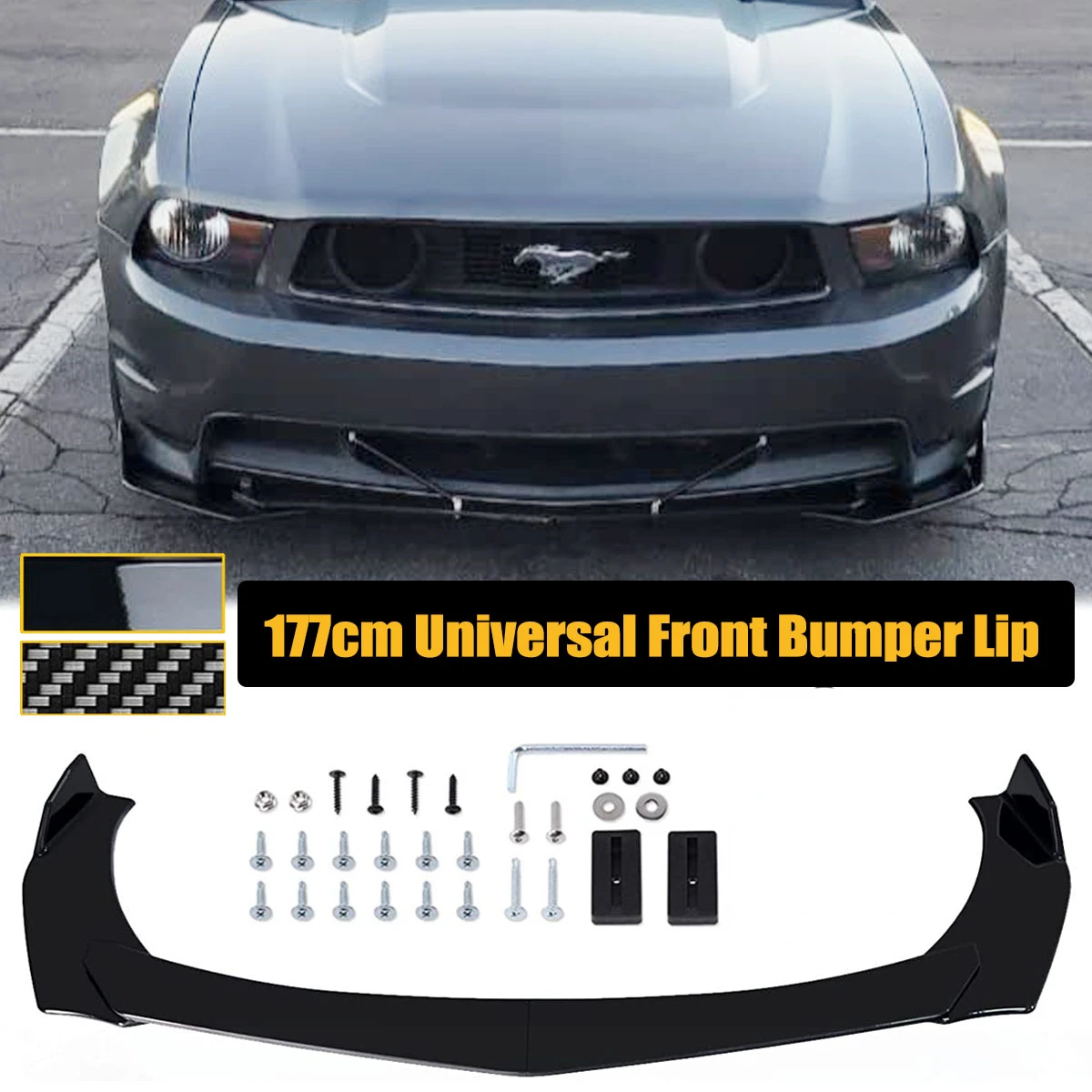 4PCS Universal Front Bumper Lip Chin Spoiler For FORD Mustang GT 2010-2020 Side Splitter Body Kit Guard Car Accessories 177cm