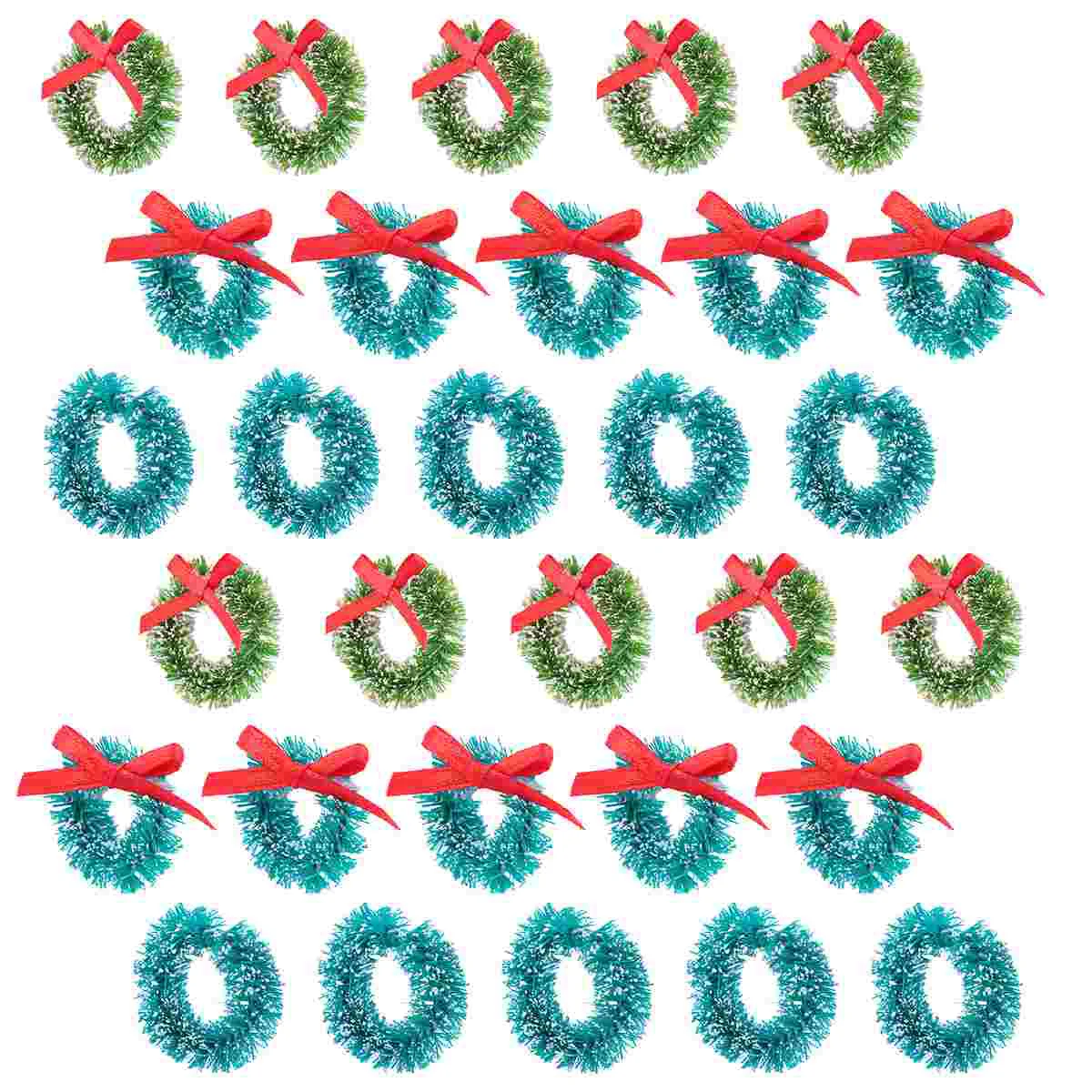 

30 Pcs Christmas Mini Wreath Wreaths Hanging Decoration Sisal Silk Xmas Tree Decorations Garland Crafts Miniature Ornament