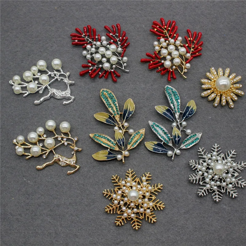 

DIY Brooch Alloy Drip Oil Tree Branch Snowflake Wedding Shoes Hand Hold Packaging Imitation Pearl Buckle Headwear Accessories