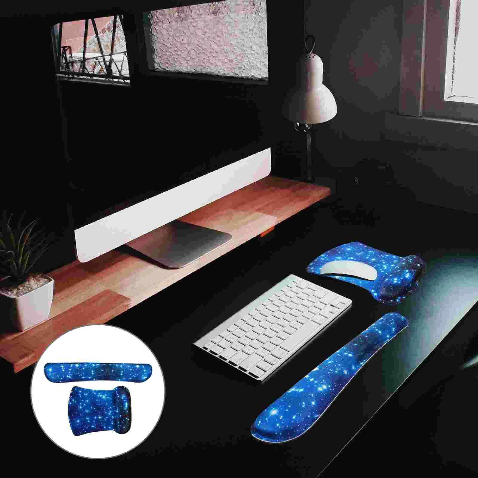 

1 Set and Keyboard Wrist Rest Wrist Support Cushion (Blue)
