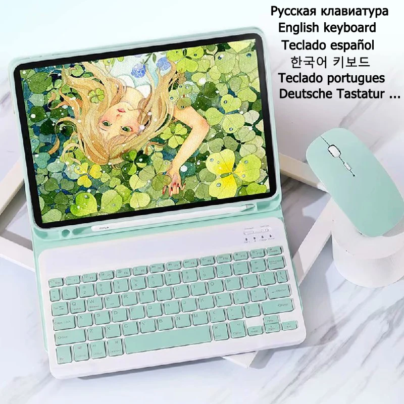 

Чехол для iPad 9 Generacion 10,2 ''чехол с клавиатурой для iPad 10,2 7-го 8-го поколения Чехол с русской испанской и английской корейской клавиатурой