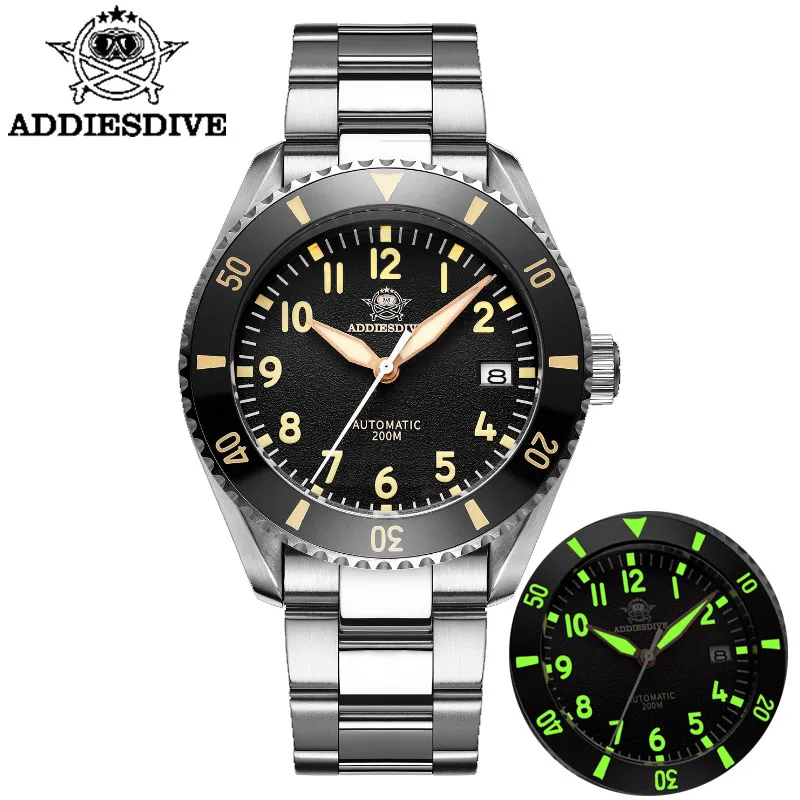 

Роскошные мужские часы-авиаторы ADDIESDIVE NH35 с сапфировым стеклом, автоматический супер светящийся циферблат, керамическая рамка в стиле ретро...