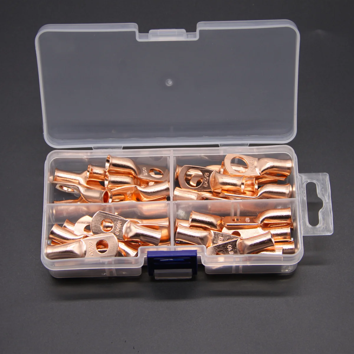 

40PCS AWG6 Assortment Wire Bare Cable Copper Connectors #10" 1/4" 5/16" 3/8" Ring Lugs Battery Electric Crimp Terminals Kit