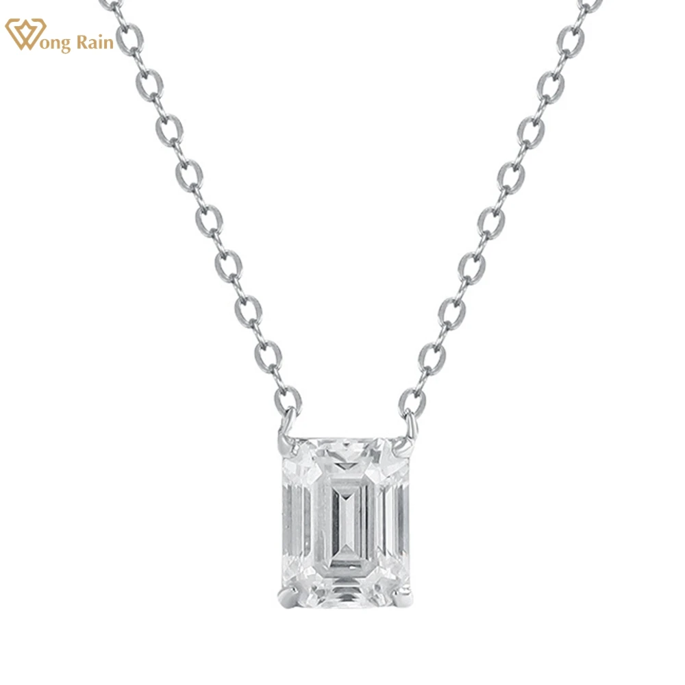 

Wong Rain 925 Sterling Silver VVS1 3EX 2CT Emerald Cut Real Moissanite Diamonds Gemstone Necklace Pendent Jewelry GRA Wholesale