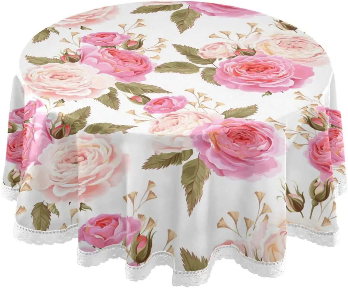 

Круглая скатерть с весенними розами, 60 дюймов, скатерть для стола, для кухни, обеденного стола, буфета, вечеринки и кемпинга