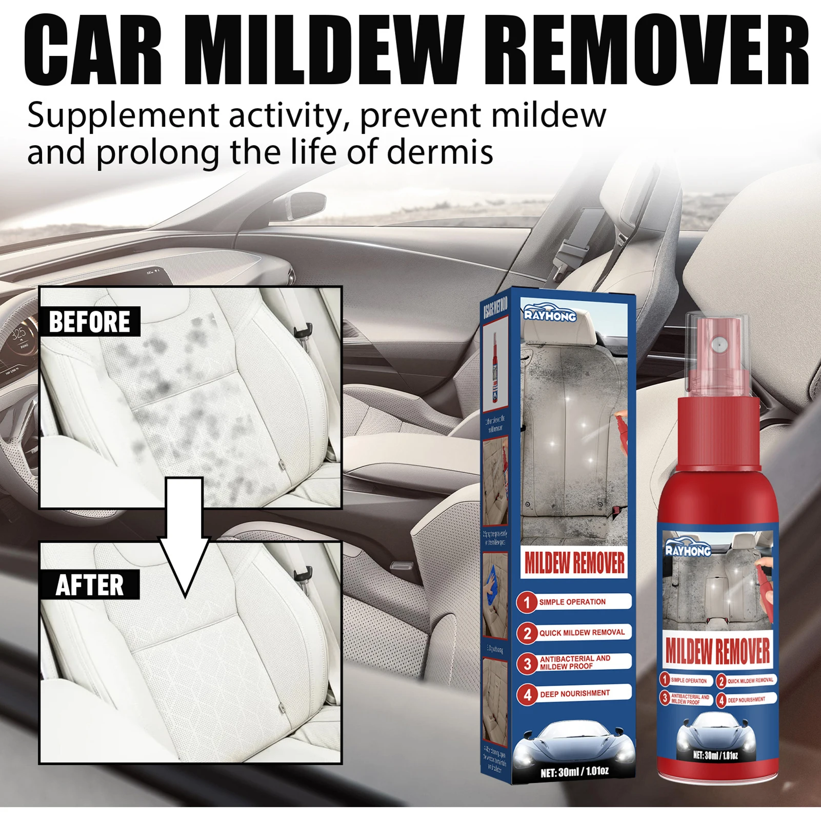 

Universal 30ml Car Interior Cleaner Power Clean Car Interior Rinse-Free Cleaner Multi-function Cleaning Spray Film Remover Spray