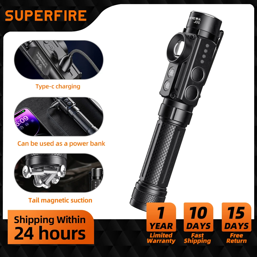 

SUPERFIRE High Power Rechargeable Flashlight magnetic Red Ultraviolet Flash light UV Flashlights torch Lantern For Working