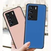 simple pure color high end phone leather case fine hole all inclusive lens anti drop protective cover fit for zte axon 40 ultra