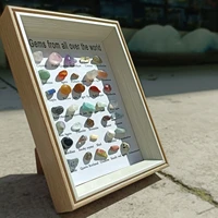 natural ore specimens 35 pcs mineral ore specimens crystals and healing stones energy gemstones rocks collection with box frame
