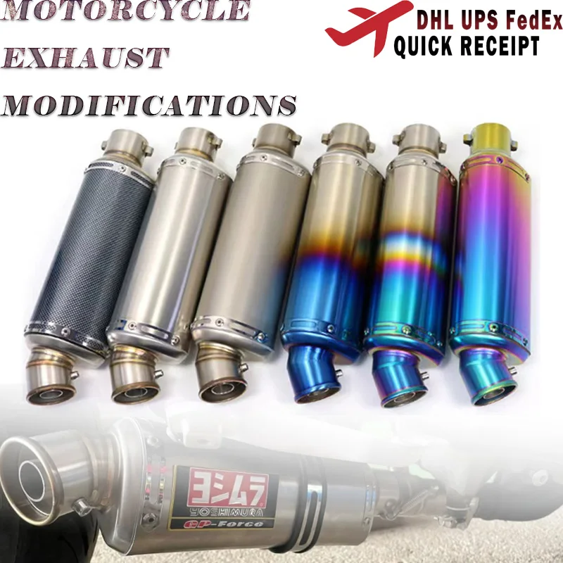 

51MM Universal Motorcycle Yoshimura Exhaust Muffler DB Killer 310 370 440 mm Pipe 100cc-1000cc ATV GP Scooter For fz6 pcx125