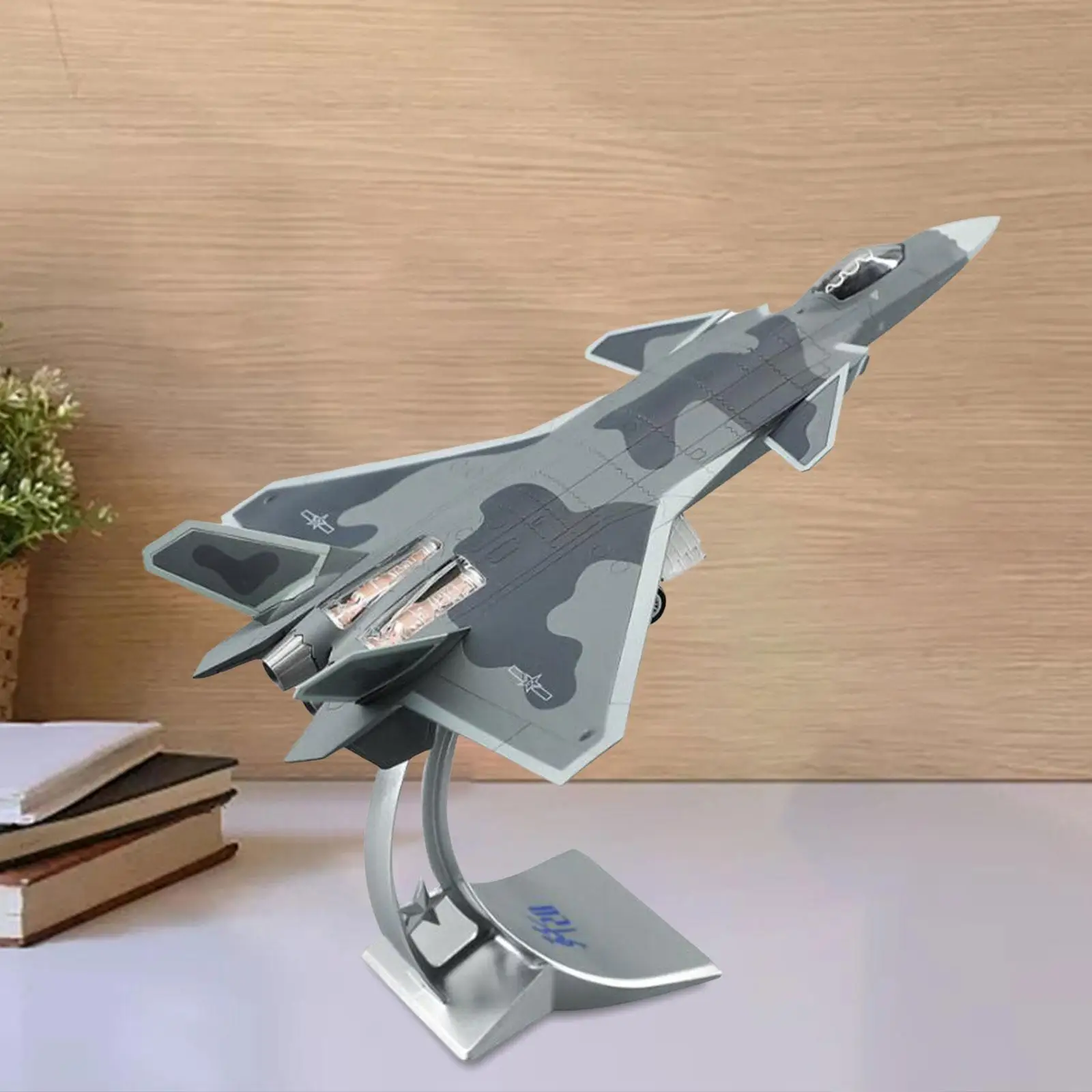 

1:80 J20 Aircraft Model Kids Adults Toy Collection with Display Stand Tabletop Decor Simulation Retro Plane Model for Cafe Home