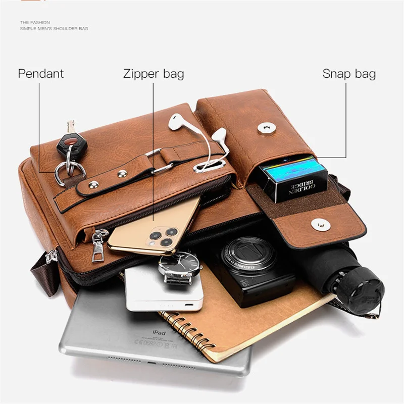 WEIXIER Fashion Men's Shoulder Bag Portable PU Leather Handbag Business Briefcase Travel Man Crossbody Bags Brand Qualit Men Bag