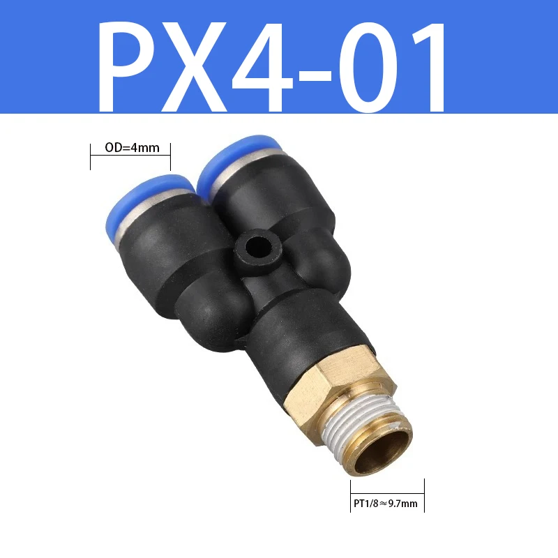 

Трехстороннее Пневматическое соединение с резьбой PX4/6/8/10/12-01/02/03/04 Y, пневматические быстроразъемные фитинги с одним касанием