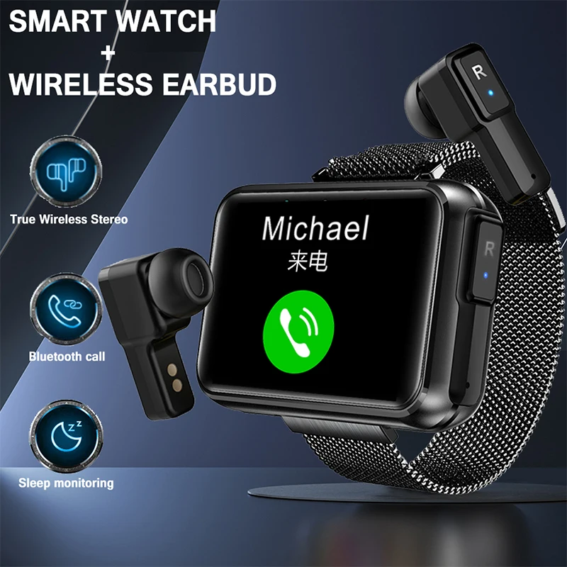 

2023 Smart Watches For Men Women Sport Bluetooth Wireless Earphone Heart Rate Connected Watch For Ios Android Reloj Inteligente