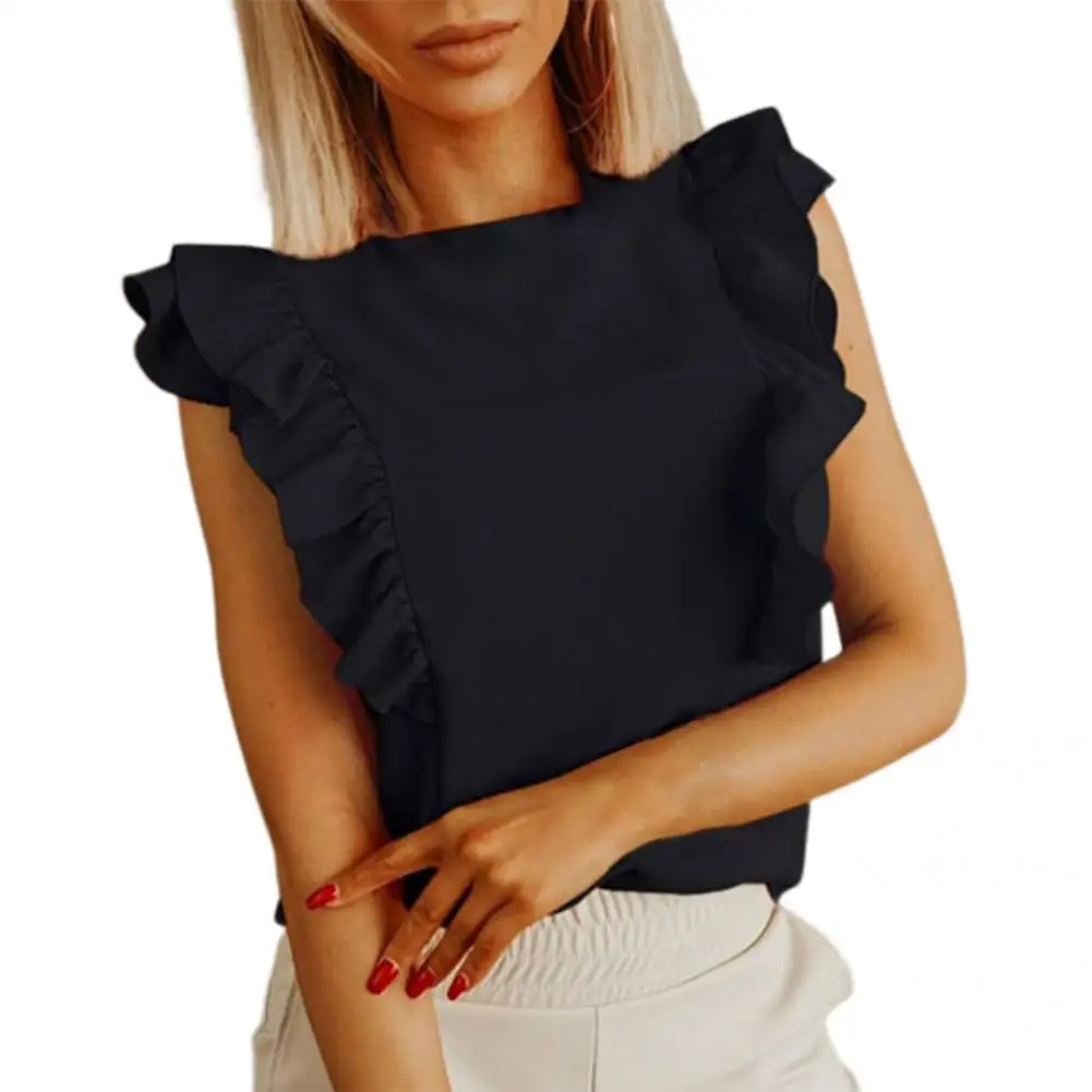 

Women Blouse Ruffles Women Top Temperament Loose-fitting T-shirt