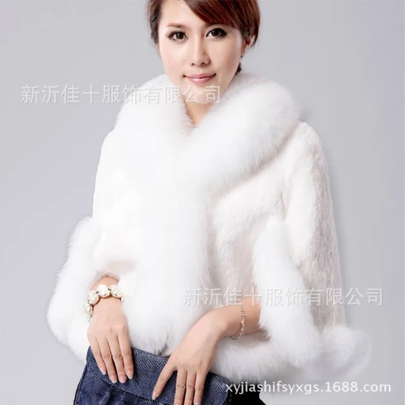 New Imitation Mink Fur Shawl Fur Coat Fox Fur Collar Woven Cape Coat Mink Fur Rabbit Fur