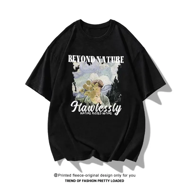 

Футболка Мужская/женская с принтом масляной живописи, 100% хлопок