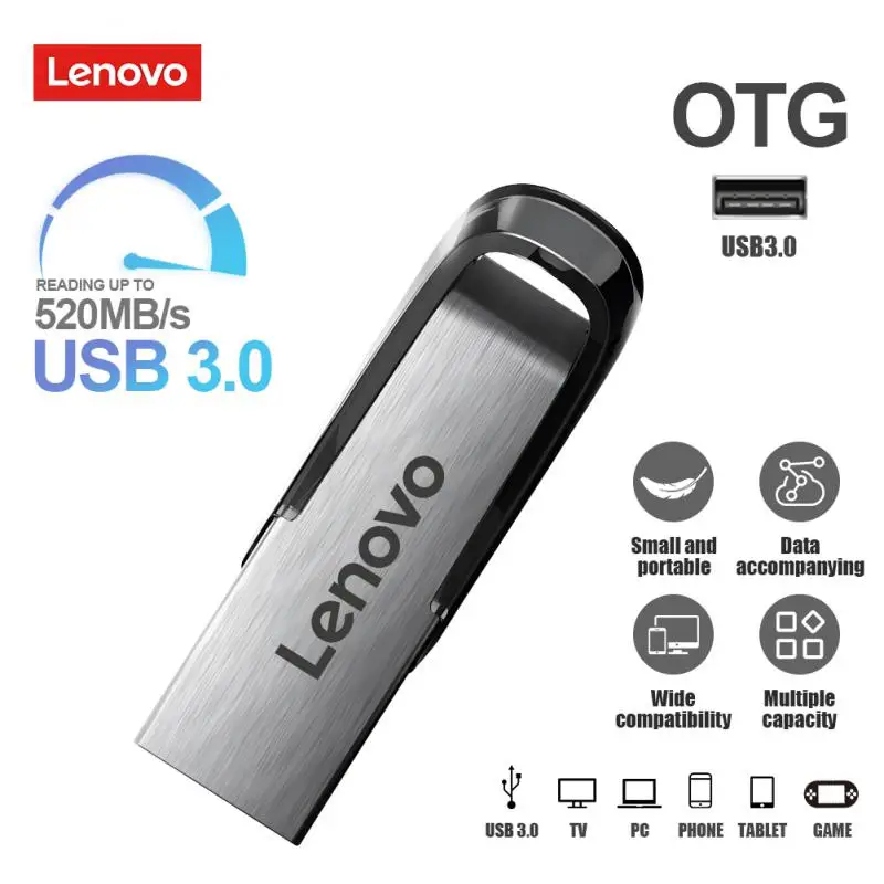 

Lenovo USB 3.0 Flash Drive 2TB 1TB 256GB Pen Drive Interface U Stick Mobile Phone Computer Flash Drive USB Flash Memory Card