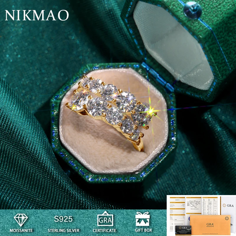 3 26 cttw D цветное полное Муассанит роскошное кольцо S925 100% Серебро Оригинальное