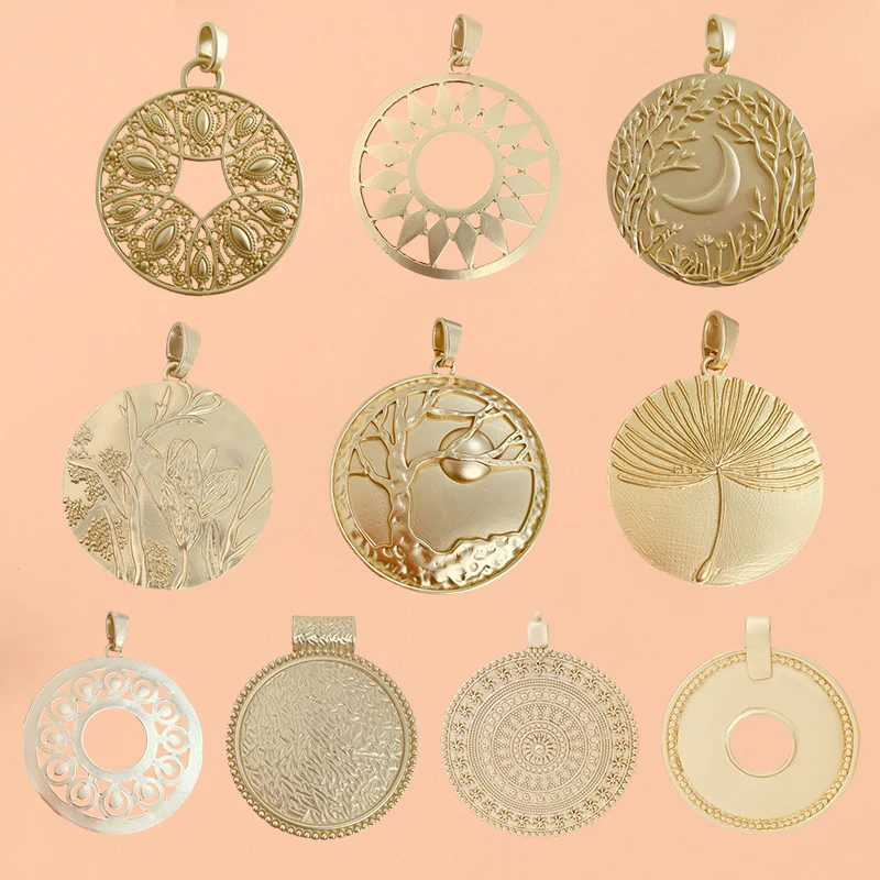 

1pc/Lot Genuine Gold Color Plated Large Bohemia Boho Round Medallion Charms Pendants for DIY Necklace Jewellery Making Accessory