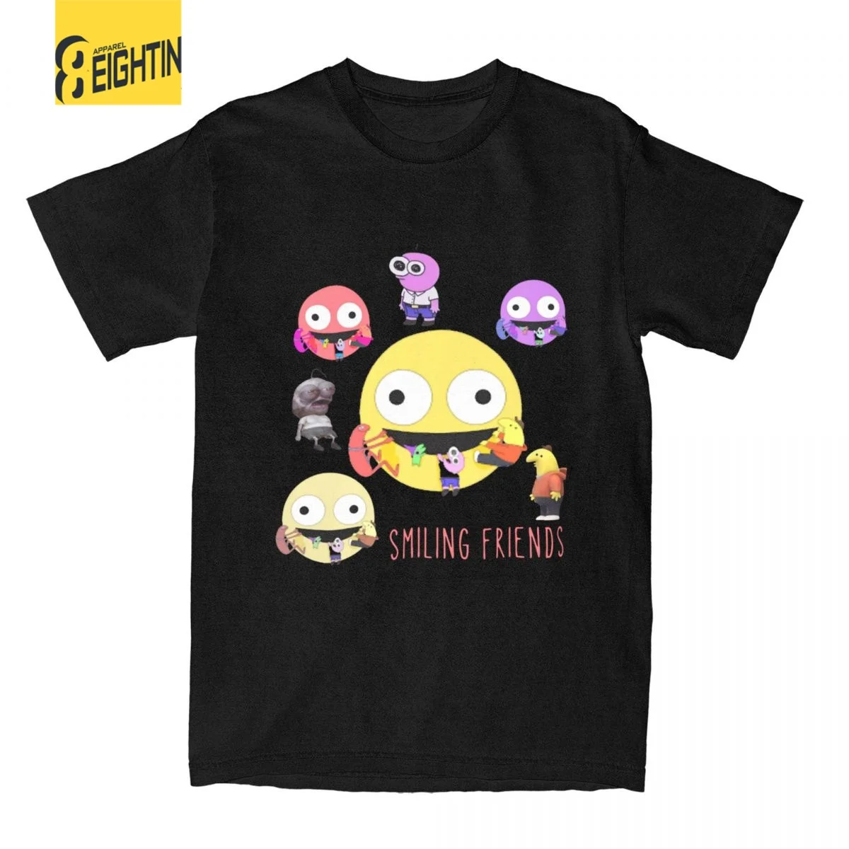 

Awesome Funny Smiling Friends Cute Cartoon T-Shirt Men Crewneck Cotton T Shirt Short Sleeve Tee Shirt 6XL Clothes