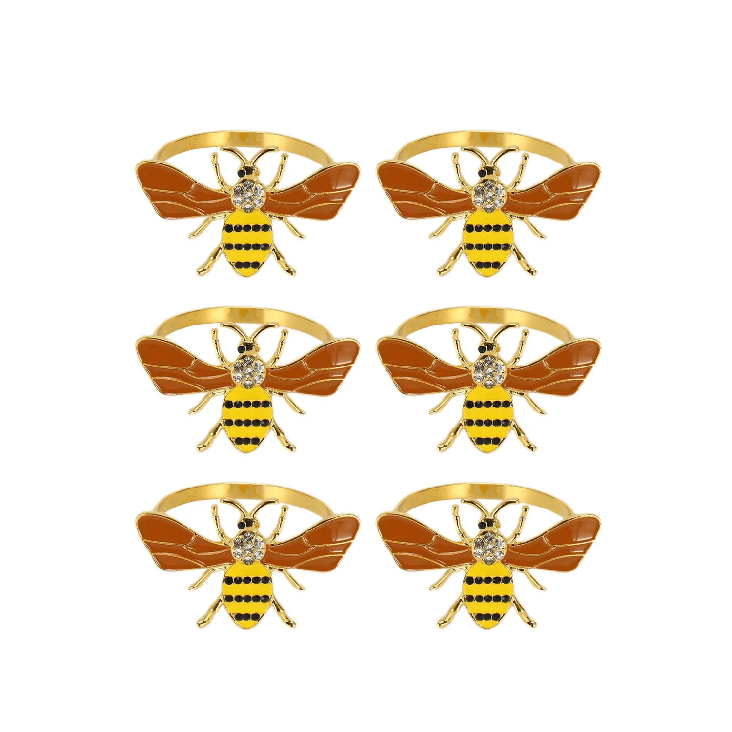 

6PCS Design Metal Napkin Ring Towel Buckle Bee Napkin Holder Wedding Party Holiday Hotel Table Decoration
