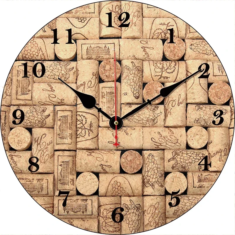 Часы на заказ с красным вином круглые цифровые настенные часы большие бесшумные