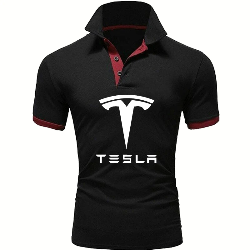 

Топ мужской однотонный с коротким рукавом, теннисная майка с принтом логотипа автомобиля, повседневный из чистого хлопка, лето