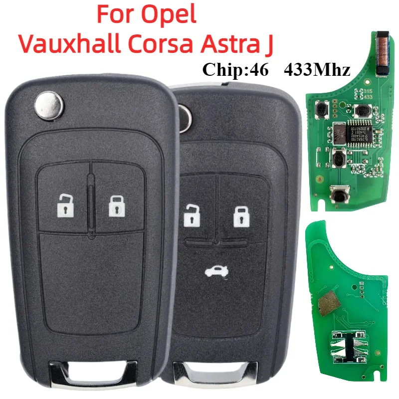 Opel Vauxhall Corsa Astra J Remote Key 2/3 BTN 433 МГц ID46 Чип Совместимый С Chevrolet Cruze Spark Malibu Aveo PCF7941E