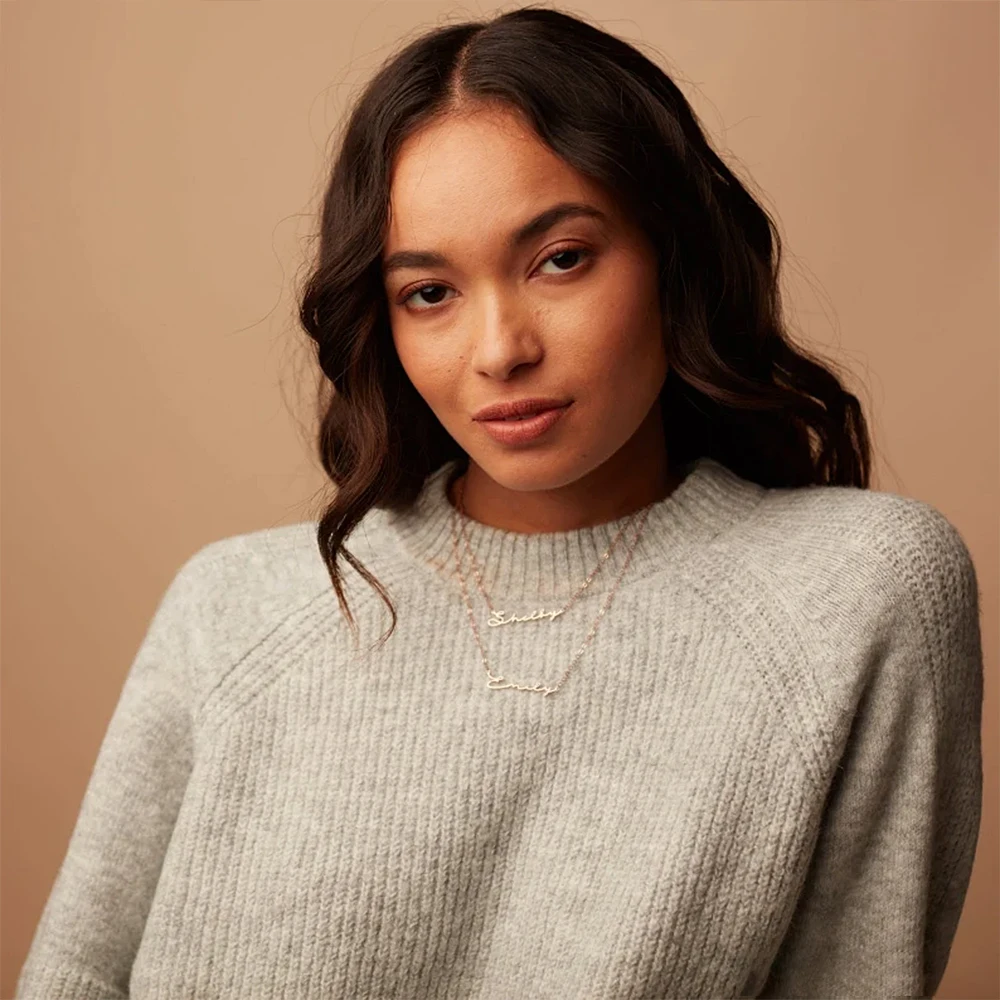 New Personalized Double Name Necklace Women Custom Stainless Steel Jewelry Chain Choker Valentine's Day Gift Collares Para Mujer